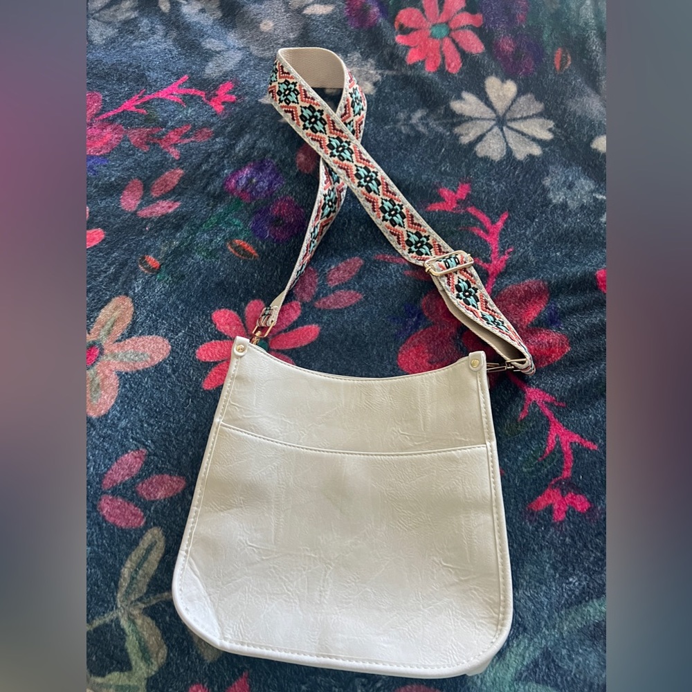 New Vegan Leather Ivory/Cream Crossbody Bag, New, Never used